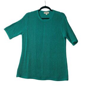 Norm Thompson Women Knit‎ Sweater Teal Women Medium Linen Cotton Blend